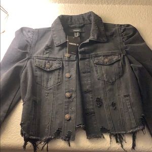 Forever 21 Charcoal cropped jean jacket M